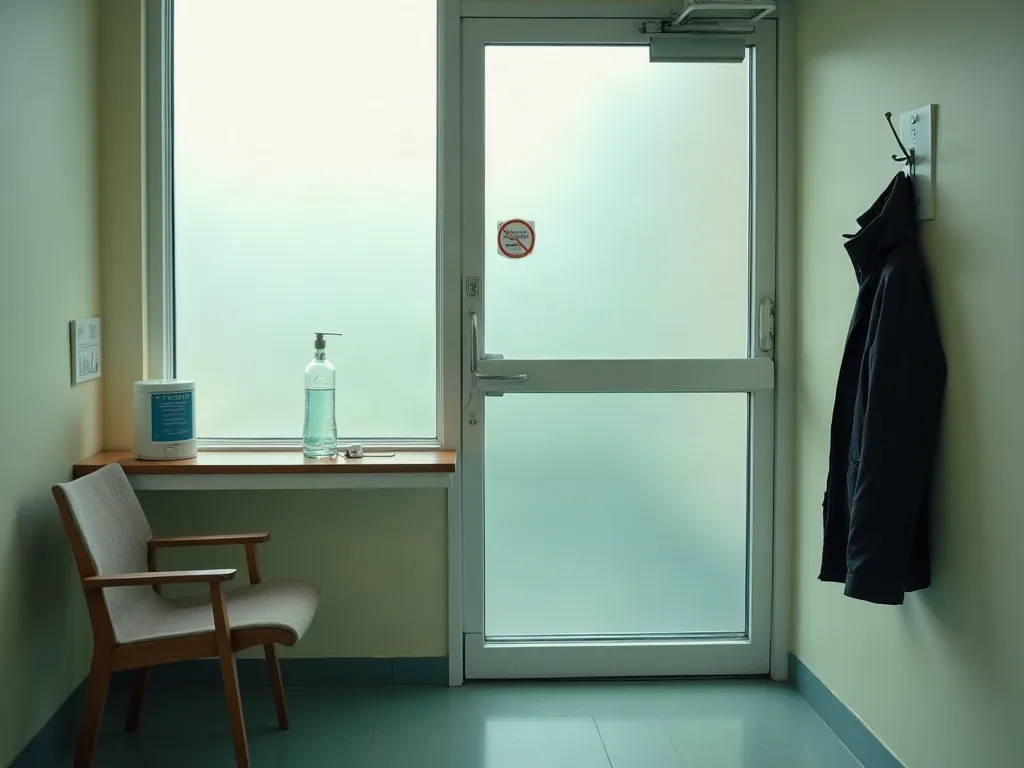 Salle d'attente d'un cabinet d'échographie pendant le suivi d'un décollement trophoblastique